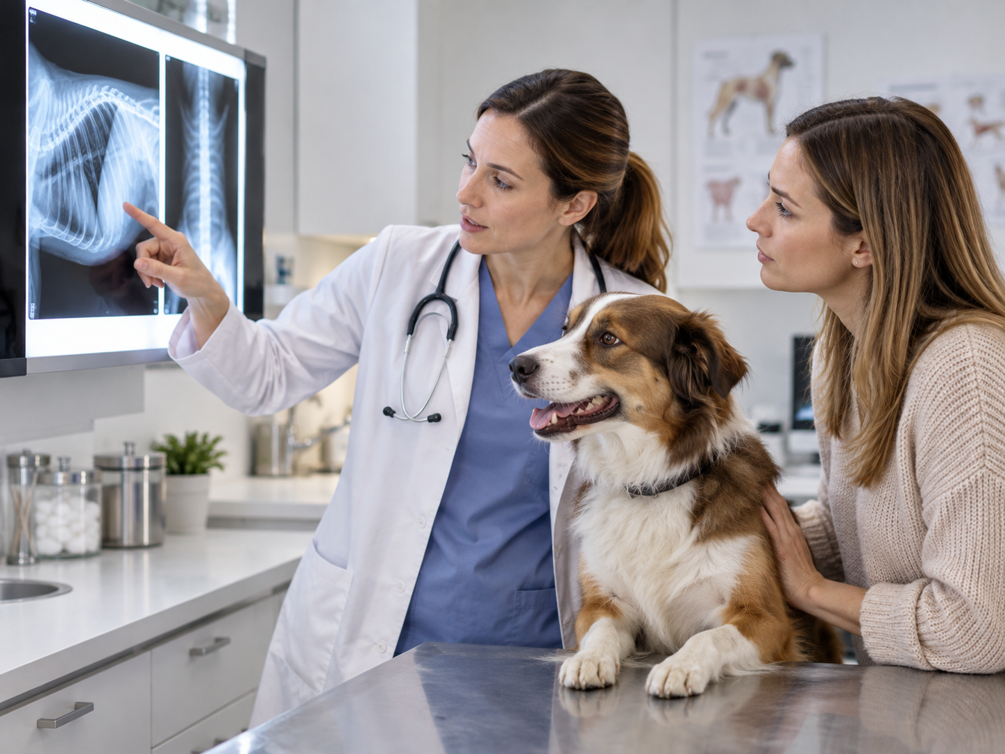 Tierärztliche Untersuchung mit medizinischen Instrumenten