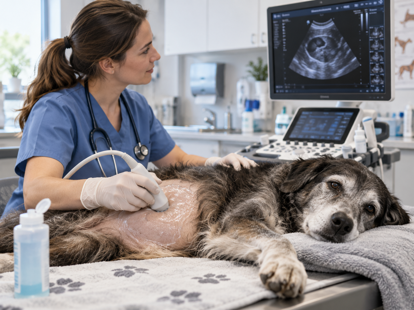 Diagnostische Untersuchung in einer modernen Tierarztpraxis