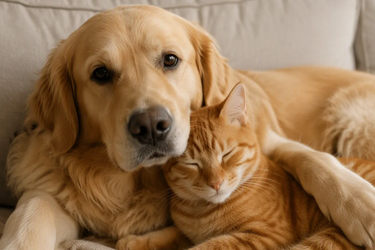 Wartezeit Tierversicherung Hund und Katze liegen gemeinsam auf dem Sofa